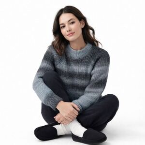 NEW Women's Grey Gradient Knit Pullover Sweater Size M Minimalist Hygge Cozy
